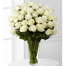 Elegant White Roses - 36 Stems In Vase