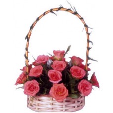 Perfectly Pink Rose - 12 Stems Basket