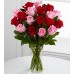 Elegant Red Pink Roses - 24 Stems Vase